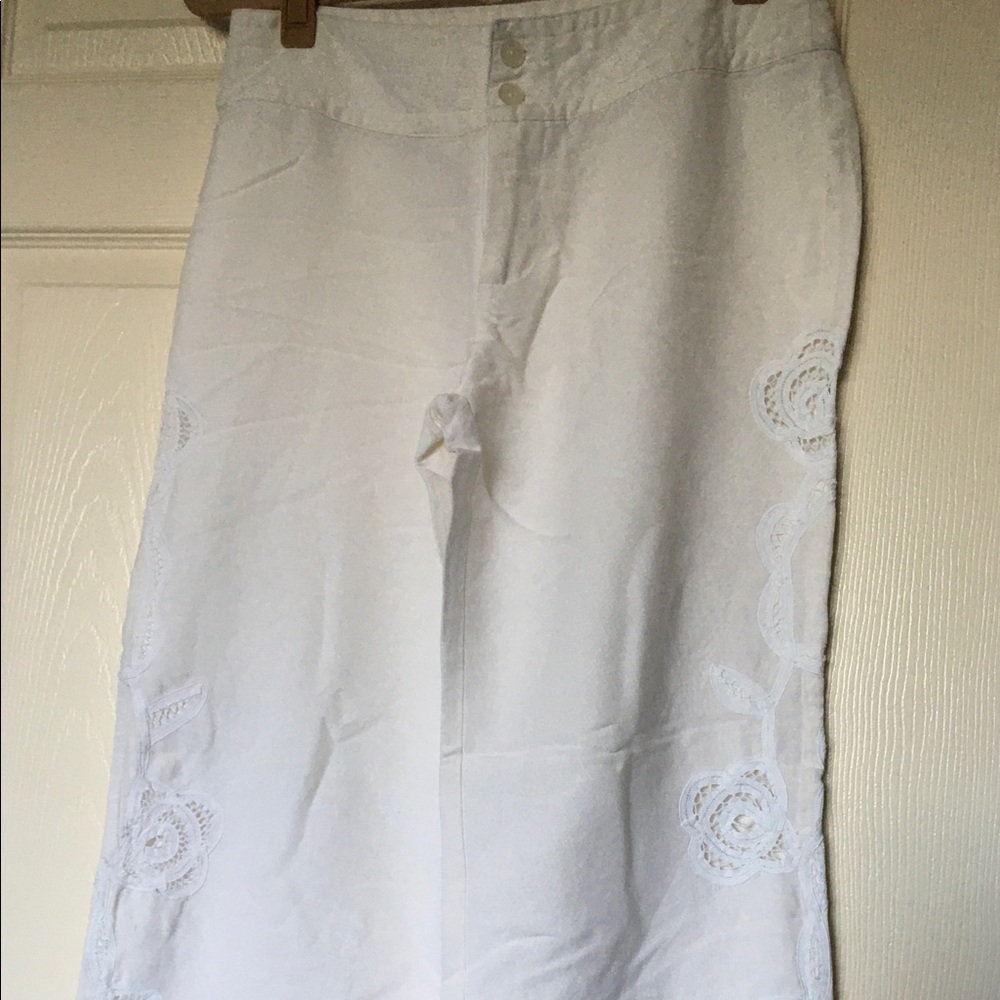 Rag White Pants Size Medium  Ramie / Rayon